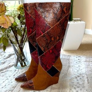 COLOR QUILT-LIKE BOOTS!! NEVER WORN!